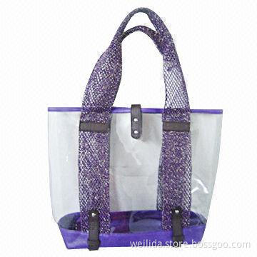 Beautiful Shopping Bag for Women, Made of 0.65mm PVC and PU Material, Customized Logos are Welcome